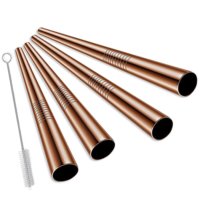 Reusable Boba Straws — Extra-Wide Stainless Steel Set for Bubble Tea & Smoothies (with Cleaning Brush)
