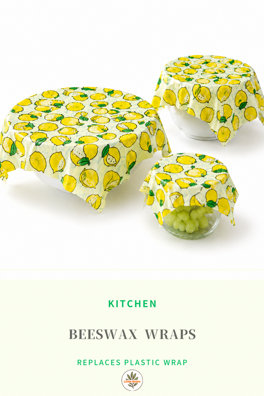 Reusable Beeswax Food Wraps (Set of 3) — Plastic-Free Wrap for Cheese, Bread & Produce