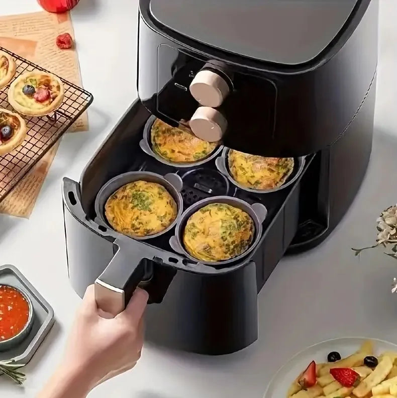 Reusable Silicone Baking Cups (Set of 4) — Egg Bites, Muffins & Air Fryer, Non-Stick