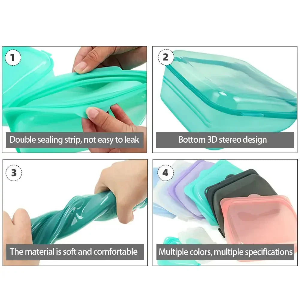 Reusable Silicone Food Storage Bags — Leakproof, Microwave & Freezer Safe