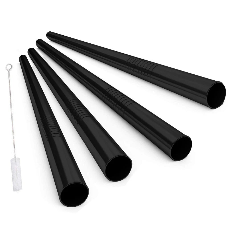 Reusable Boba Straws — Extra-Wide Stainless Steel Set for Bubble Tea & Smoothies (with Cleaning Brush)