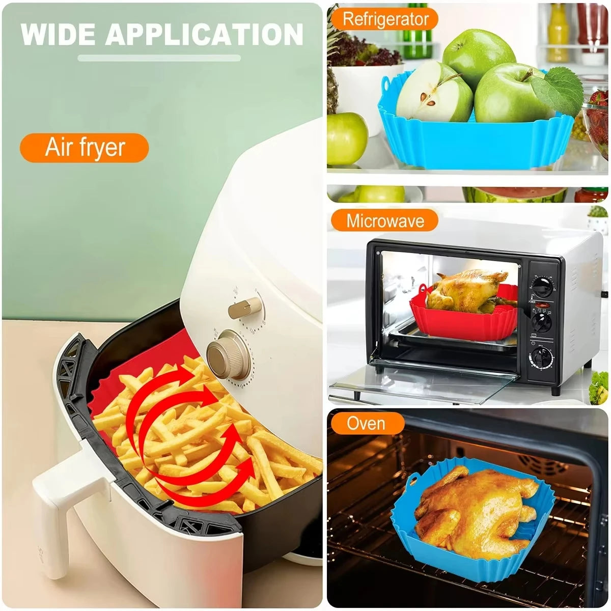 Reusable Silicone Air Fryer Liner (Square) — Non-Stick, Easy-Clean, No More Paper Liners