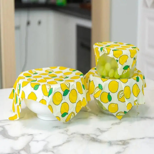 Reusable Beeswax Food Wraps (Set of 3) — Plastic-Free Wrap for Cheese, Bread & Produce