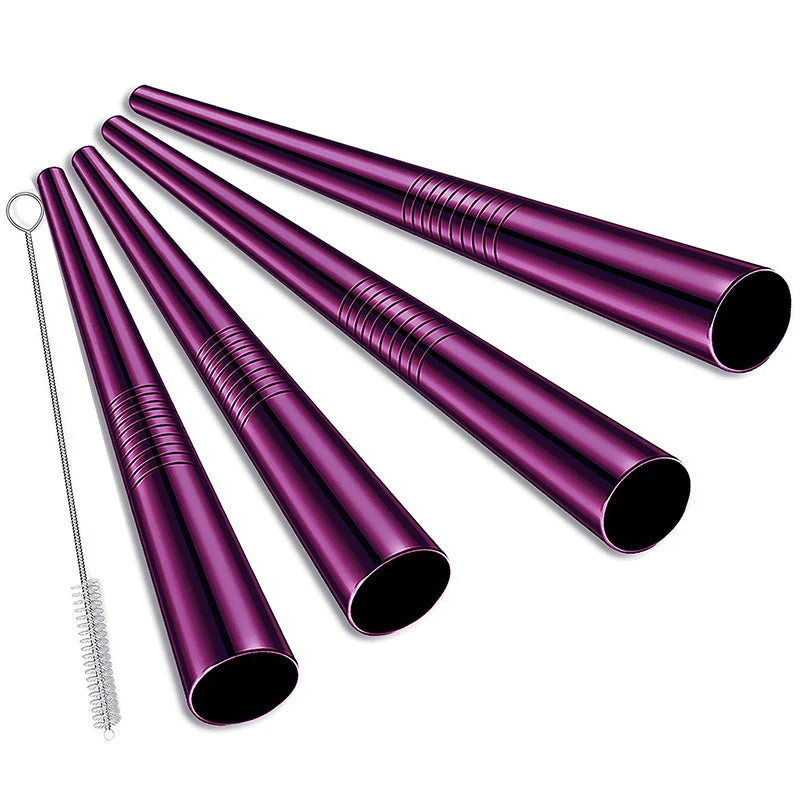 Reusable Boba Straws — Extra-Wide Stainless Steel Set for Bubble Tea & Smoothies (with Cleaning Brush)