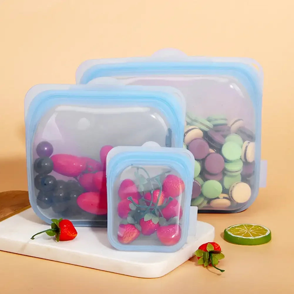 Reusable Silicone Food Storage Bags — Leakproof, Microwave & Freezer Safe