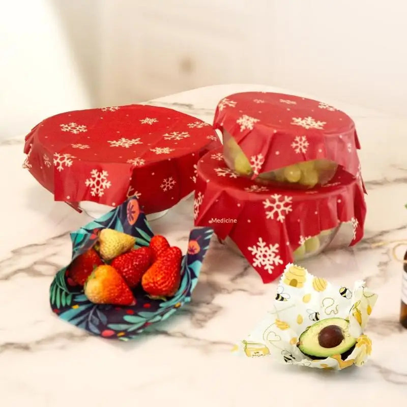 Reusable Beeswax Food Wraps (Set of 3) — Plastic-Free Wrap for Cheese, Bread & Produce