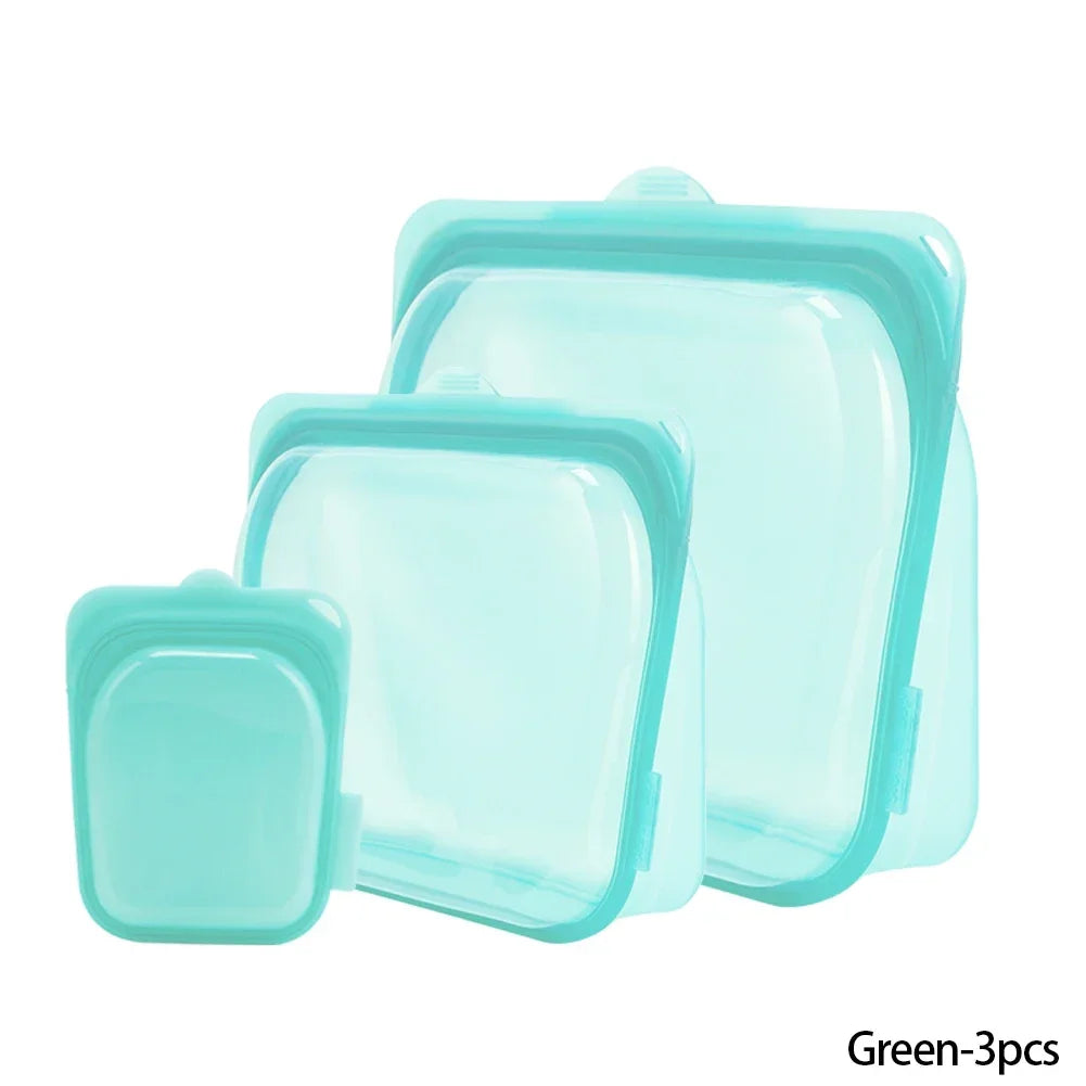 Reusable Silicone Food Storage Bags — Leakproof, Microwave & Freezer Safe