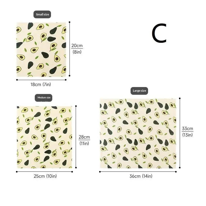 Reusable Beeswax Food Wraps (Set of 3) — Plastic-Free Wrap for Cheese, Bread & Produce