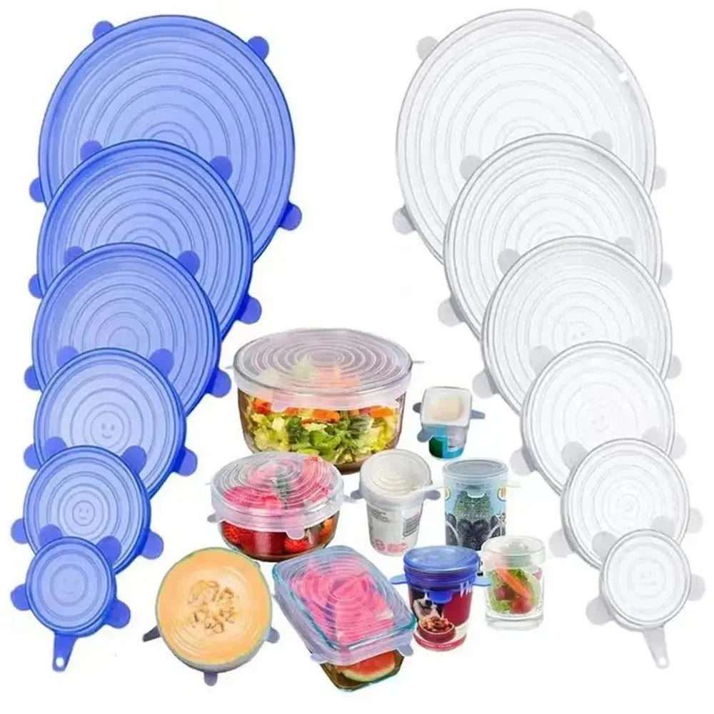 Reusable Silicone Stretch Lids (Set of 6) — Plastic Wrap Alternative for Any Bowl