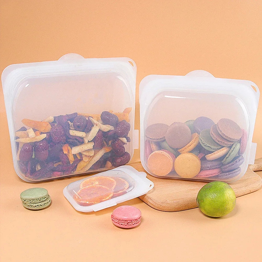 Reusable Silicone Food Storage Bags — Leakproof, Microwave & Freezer Safe
