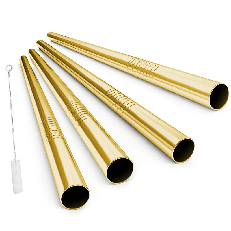 Reusable Boba Straws — Extra-Wide Stainless Steel Set for Bubble Tea & Smoothies (with Cleaning Brush)