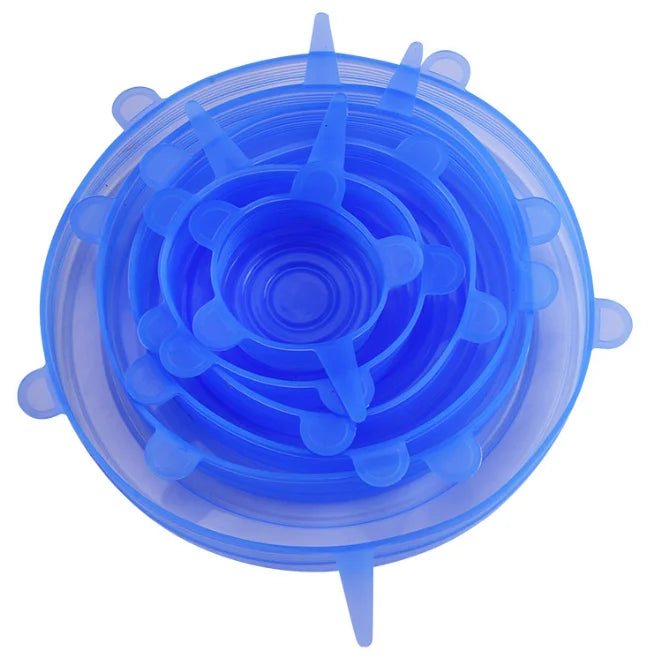 Reusable Silicone Stretch Lids (Set of 6) — Plastic Wrap Alternative for Any Bowl