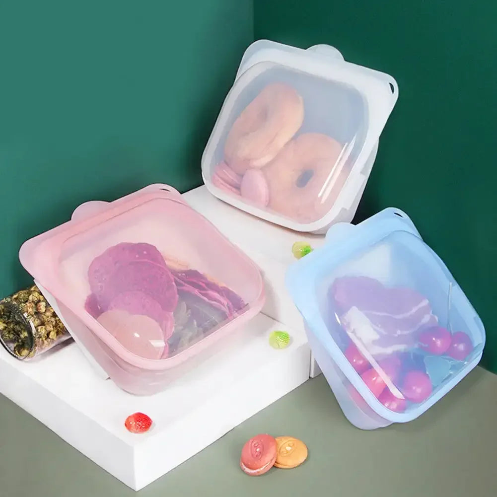 Reusable Silicone Food Storage Bags — Leakproof, Microwave & Freezer Safe