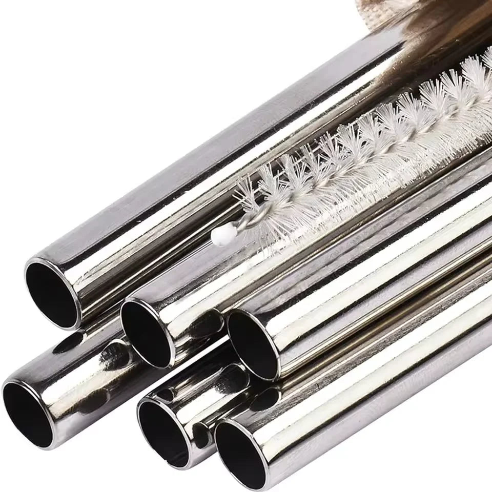 Reusable Boba Straws — Extra-Wide Stainless Steel Set for Bubble Tea & Smoothies (with Cleaning Brush)