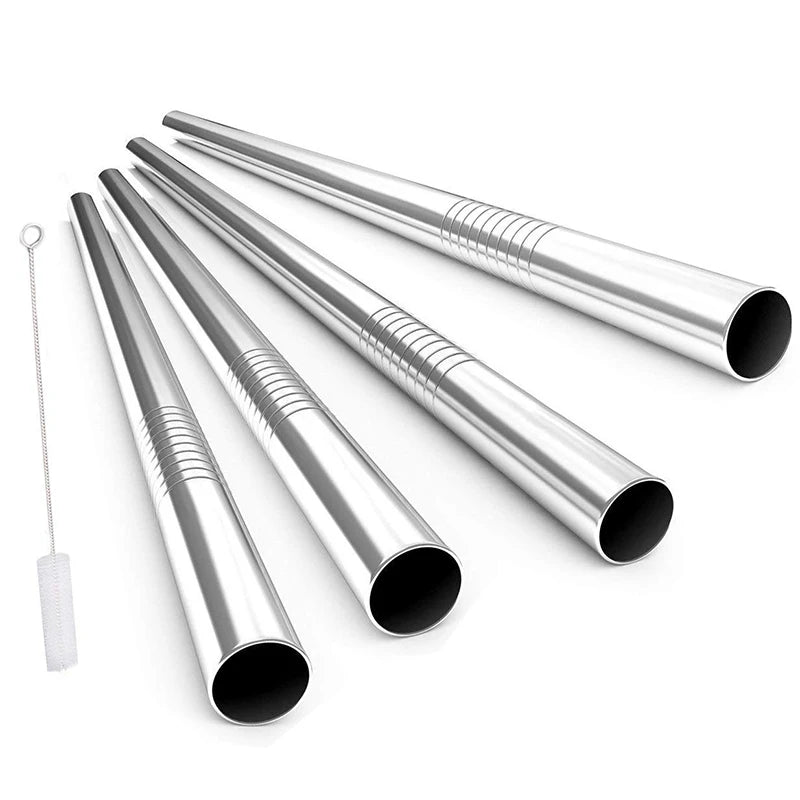 Reusable Boba Straws — Extra-Wide Stainless Steel Set for Bubble Tea & Smoothies (with Cleaning Brush)