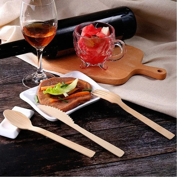 Reusable Bamboo Cutlery Set with Travel Pouch — Plastic-Free Utensils On the Go